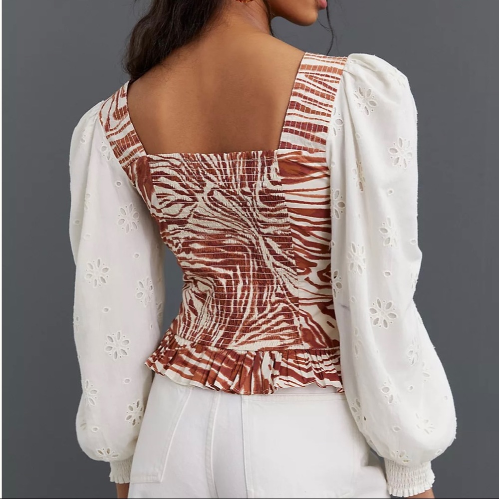 Anthropologie Smocked Puff Sleeve Blouse